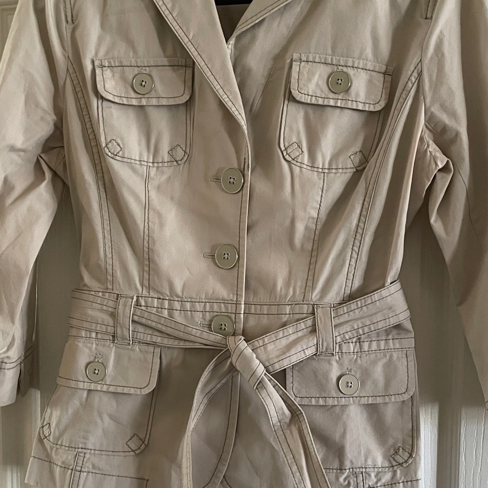 LOFT Beige Utility Jacket with Belt - Picture 2 of 5